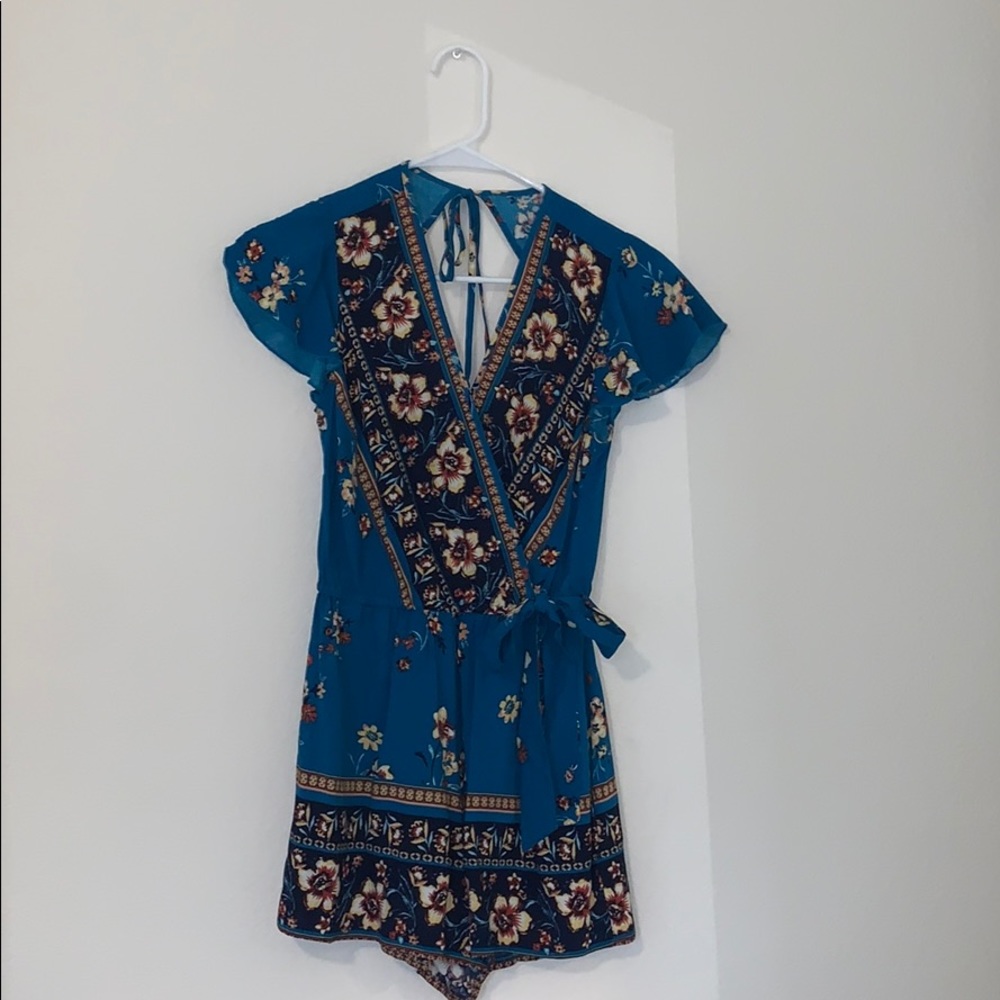 Blue Floral Romper